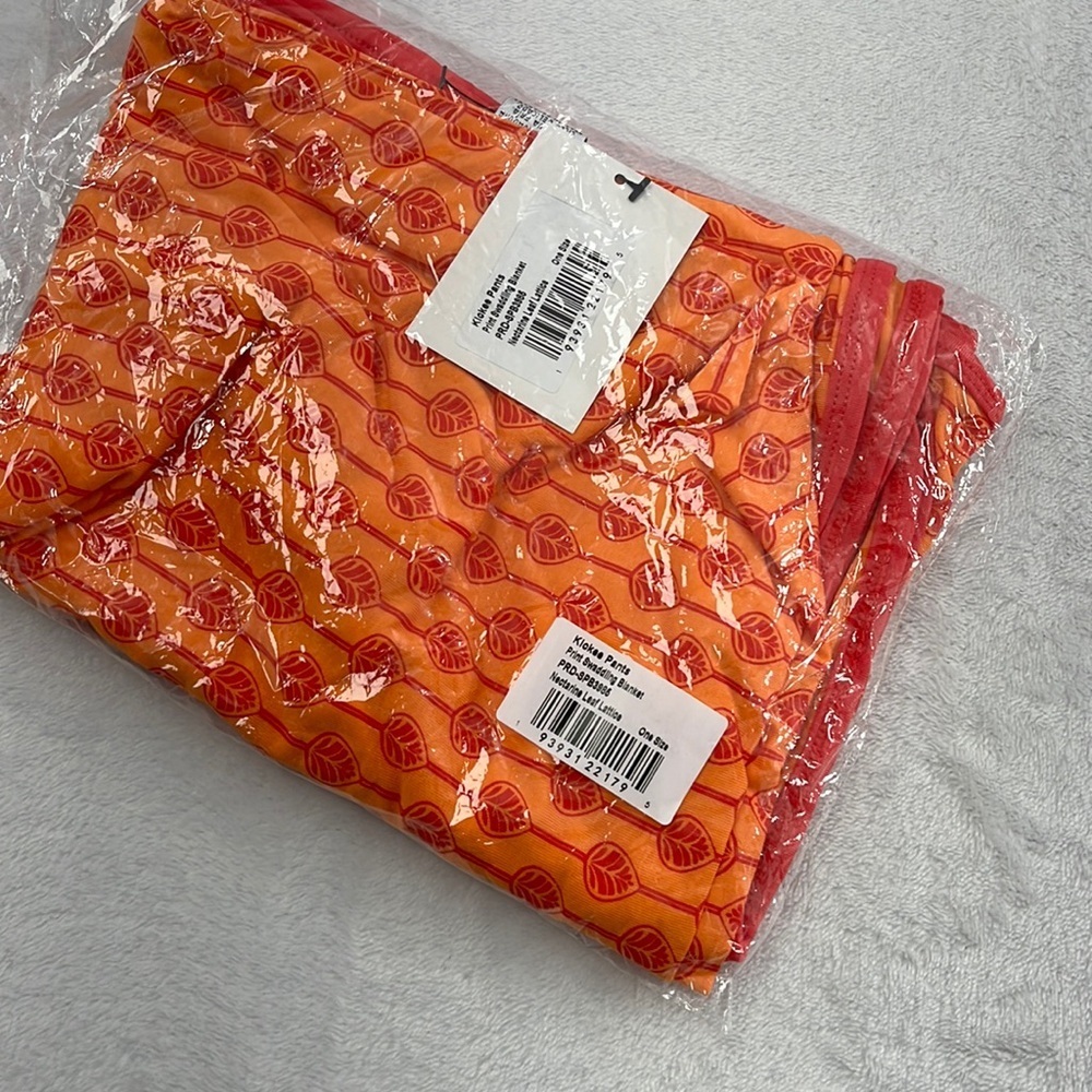NEW Kickee Pants Bamboo Swaddle Baby Blanket Orange Nectarine Leaf Lattice